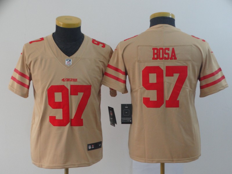 youth San Francisco 49ers #97 Bosa 2019 Vapor Untouchable Nike Yellow Inverted Legend NFL Jerseys->youth nfl jersey->Youth Jersey